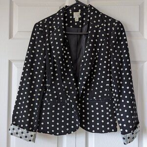 Lauren Conrad Black & White Polka Dot Blazer | 8